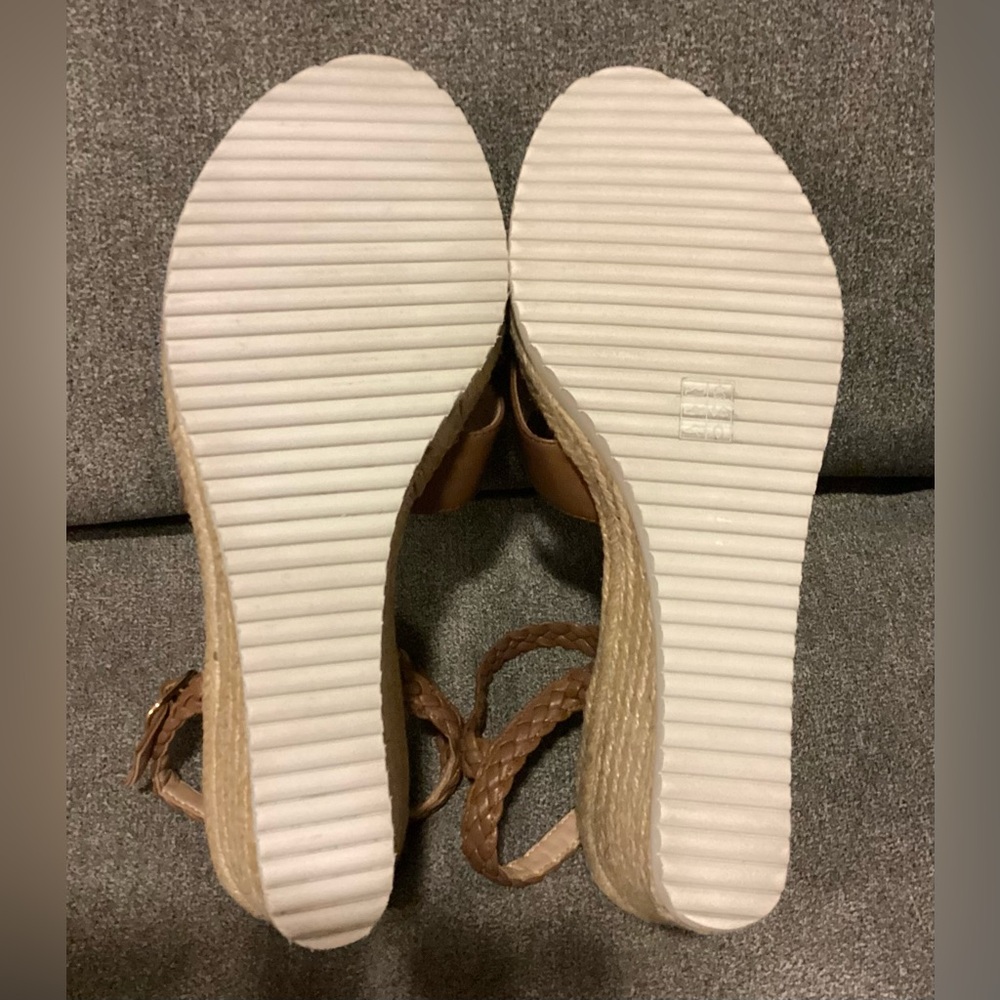 New Stuart Weitzman Mykonos Leather Espadrille Wedge Sandals Camel/Brown Size 10 - Picture 8 of 8